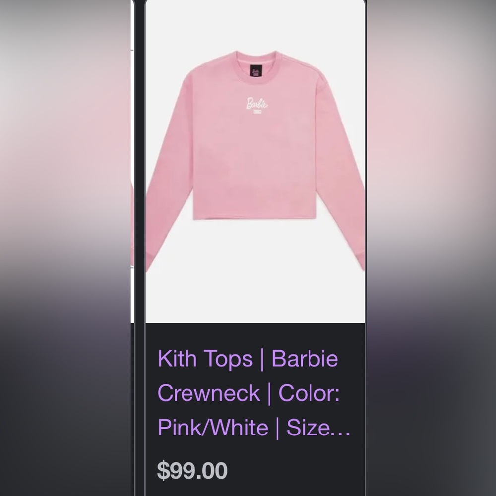 Kith pink Barbie sweatshirt.  Never used.